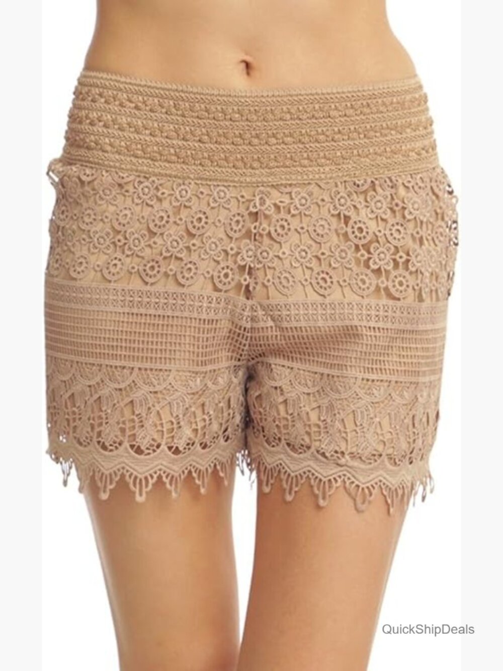 Wide Waistband Rollover Yoga Shorts 5-Pocket Pull On